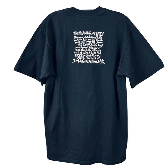 Jerzees Running Man TUT Meaning Of Life 1990's Black T-Shirt Large - Picture 5 of 6